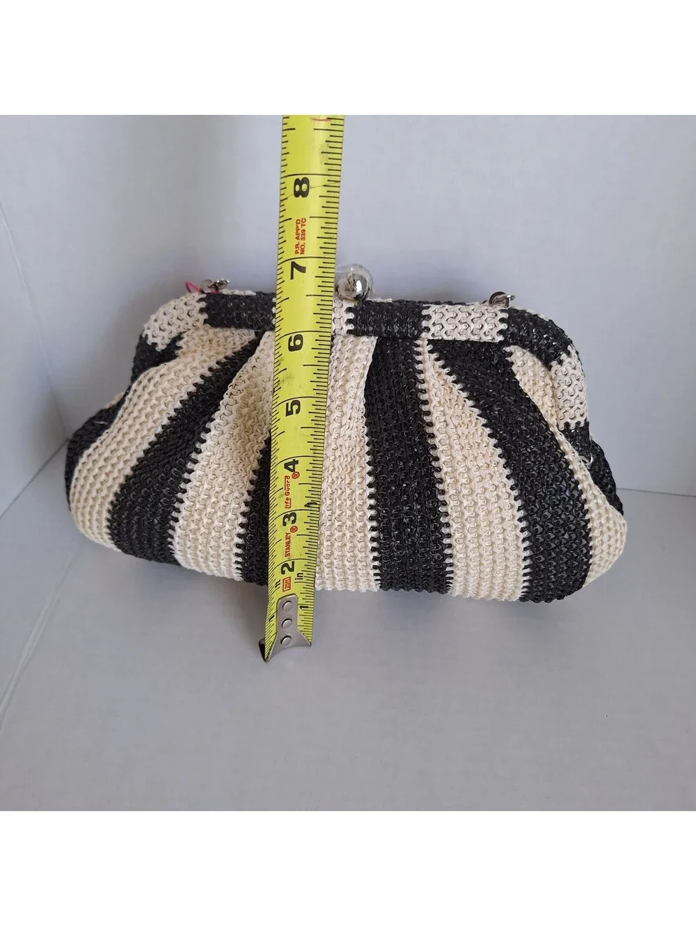 NWT Isaac Mizrahi Striped Woven Clutch Chain Strap Crossbody Bag